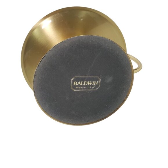 Vtg Baldwin Brass Chamberstick Taper Candle Holder Loop Handle Drip Saucer 8" - Picture 7 of 7